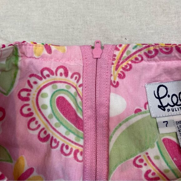 Lilly Pulitzer White Tag “Cheery O” Print‎ Girls Skort Size 7 Pink and Green - Picture 7 of 7